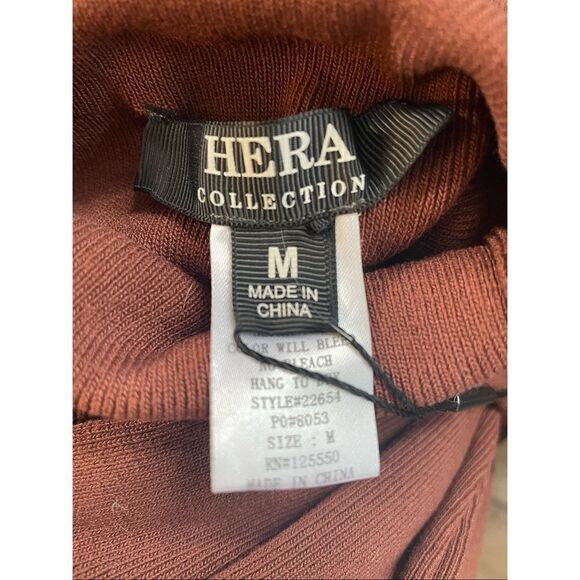NWT Hera Collection Brown Turtleneck Knit Midi Women’s Dress Cut-Out SZ Medium - Picture 5 of 9